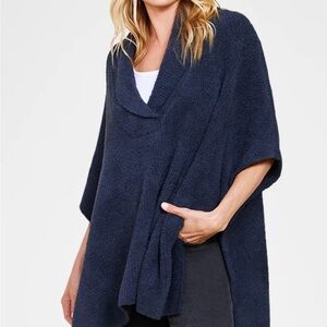 Barefoot Dreams Cozy Shawl Collar Poncho Tidewater - Blue/Purple one size!🎄🎅